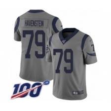 Men's Los Angeles Rams #79 Rob Havenstein Limited Gray Inverted Legend 100th Season Football Jersey