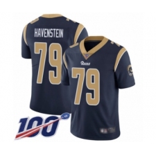 Men's Los Angeles Rams #79 Rob Havenstein Navy Blue Team Color Vapor Untouchable Limited Player 100th Season Football Jersey