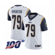 Men's Los Angeles Rams #79 Rob Havenstein White Vapor Untouchable Limited Player 100th Season Football Jersey