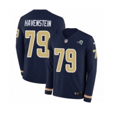 Men's Nike Los Angeles Rams #79 Rob Havenstein Limited Navy Blue Therma Long Sleeve NFL Jersey