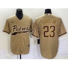 Men's San Diego Padres #23 Fernando Tatis Jr Tan NEW 2023 Cool Base Stitched Jersey 1