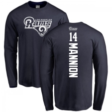 NFL Nike Los Angeles Rams #14 Sean Mannion Navy Blue Backer Long Sleeve T-Shirt