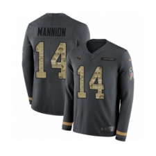 Youth Nike Los Angeles Rams #14 Sean Mannion Limited Black Salute to Service Therma Long Sleeve NFL Jersey