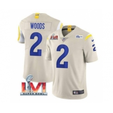 Men's Los Angeles Rams #2 Robert Woods Bone 2022 Super Bowl LVI Vapor Limited Stitched Jersey