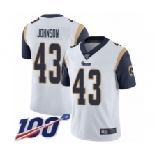 Men's Los Angeles Rams #43 John Johnson White Vapor Untouchable Limited Player 100th Season Football Jersey