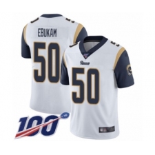 Men's Los Angeles Rams #50 Samson Ebukam White Vapor Untouchable Limited Player 100th Season Football Jersey