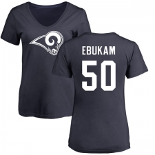 NFL Women's Nike Los Angeles Rams #50 Samson Ebukam Navy Blue Name & Number Logo Slim Fit T-Shirt