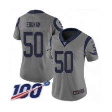 Women's Los Angeles Rams #50 Samson Ebukam Limited Gray Inverted Legend 100th Season Football Jersey