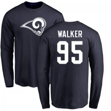 NFL Nike Los Angeles Rams #95 Tyrunn Walker Navy Blue Name & Number Logo Long Sleeve T-Shirt