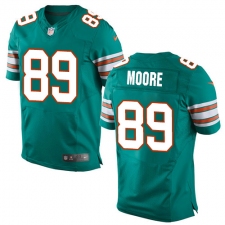 Men's Nike Miami Dolphins #89 Nat Moore Elite Aqua Green Alternate NFL Jersey