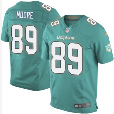 Men's Nike Miami Dolphins #89 Nat Moore Elite Aqua Green Team Color NFL Jersey