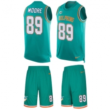 Men's Nike Miami Dolphins #89 Nat Moore Limited Aqua Green Tank Top Suit NFL Jersey