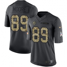 Men's Nike Miami Dolphins #89 Nat Moore Limited Black 2016 Salute to Service NFL Jersey