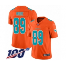 Youth Miami Dolphins #89 Nat Moore Limited Orange Inverted Legend 100th Season Football Jersey