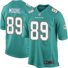 Youth Nike Miami Dolphins #89 Nat Moore Game Aqua Green Team Color NFL Jersey
