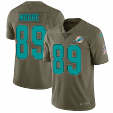 Youth Nike Miami Dolphins #89 Nat Moore Limited Olive 2017 Salute to Service NFL Jersey