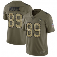 Youth Nike Miami Dolphins #89 Nat Moore Limited Olive/Camo 2017 Salute to Service NFL Jersey