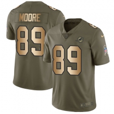 Youth Nike Miami Dolphins #89 Nat Moore Limited Olive/Gold 2017 Salute to Service NFL Jersey
