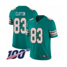 Men's Miami Dolphins #83 Mark Clayton Aqua Green Alternate Vapor Untouchable Limited Player 100th Season Football Jersey