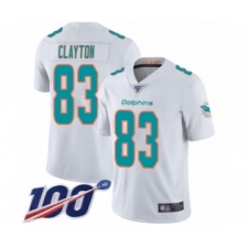 Men's Miami Dolphins #83 Mark Clayton White Vapor Untouchable Limited Player 100th Season Football Jersey
