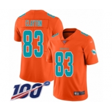 Youth Miami Dolphins #83 Mark Clayton Limited Orange Inverted Legend 100th Season Football Jersey