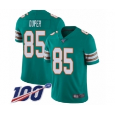 Men's Miami Dolphins #85 Mark Duper Aqua Green Alternate Vapor Untouchable Limited Player 100th Season Football Jersey