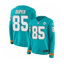 Women's Nike Miami Dolphins #85 Mark Duper Limited Aqua Therma Long Sleeve NFL Jersey