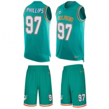 Men's Nike Miami Dolphins #97 Jordan Phillips Limited Aqua Green Tank Top Suit NFL Jersey