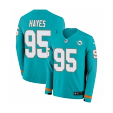 Men's Nike Miami Dolphins #95 William Hayes Limited Aqua Therma Long Sleeve NFL Jersey
