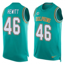 Men's Nike Miami Dolphins #46 Neville Hewitt Limited Aqua Green Player Name & Number Tank Top NFL Jersey