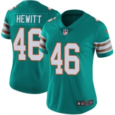 Women's Nike Miami Dolphins #46 Neville Hewitt Aqua Green Alternate Vapor Untouchable Limited Player NFL Jersey
