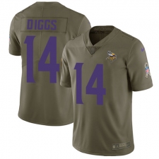 Men's Nike Minnesota Vikings #14 Stefon Diggs Limited Olive 2017 Salute to Service NFL Jersey