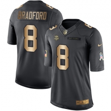 Men's Nike Minnesota Vikings #8 Sam Bradford Limited Black/Gold Salute to Service NFL Jersey