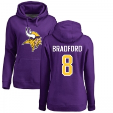 NFL Women's Nike Minnesota Vikings #8 Sam Bradford Purple Name & Number Logo Pullover Hoodie