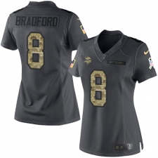 Women's Nike Minnesota Vikings #8 Sam Bradford Limited Black 2016 Salute to Service NFL Jersey