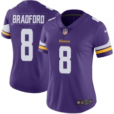 Women's Nike Minnesota Vikings #8 Sam Bradford Purple Team Color Vapor Untouchable Limited Player NFL Jersey