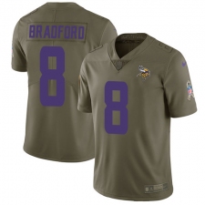 Youth Nike Minnesota Vikings #8 Sam Bradford Limited Olive 2017 Salute to Service NFL Jersey