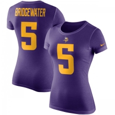 Women's Nike Minnesota Vikings #5 Teddy Bridgewater Purple Rush Pride Name & Number T-Shirt