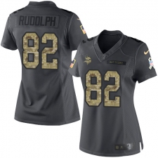 Women's Nike Minnesota Vikings #82 Kyle Rudolph Limited Black 2016 Salute to Service NFL Jersey