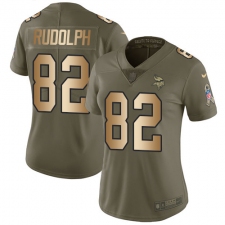 Women's Nike Minnesota Vikings #82 Kyle Rudolph Limited Olive/Gold 2017 Salute to Service NFL Jersey