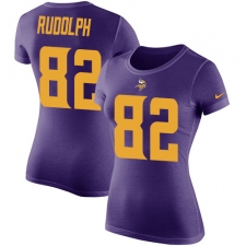 Women's Nike Minnesota Vikings #82 Kyle Rudolph Purple Rush Pride Name & Number T-Shirt