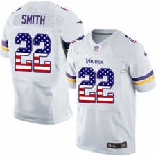 Men's Nike Minnesota Vikings #22 Harrison Smith Elite White Road USA Flag Fashion NFL Jersey