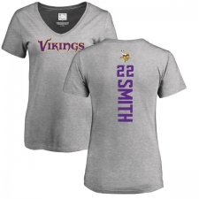 NFL Women's Nike Minnesota Vikings #22 Harrison Smith Ash Backer V-Neck T-Shirt