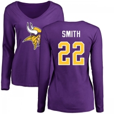 NFL Women's Nike Minnesota Vikings #22 Harrison Smith Purple Name & Number Logo Slim Fit Long Sleeve T-Shirt