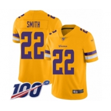 Youth Minnesota Vikings #22 Harrison Smith Limited Gold Inverted Legend 100th Season Football Jersey