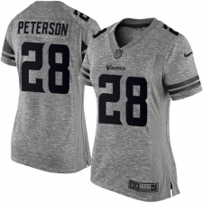 Women's Nike Minnesota Vikings #28 Adrian Peterson Limited Gray Gridiron NFL Jersey