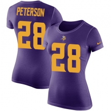 Women's Nike Minnesota Vikings #28 Adrian Peterson Purple Rush Pride Name & Number T-Shirt