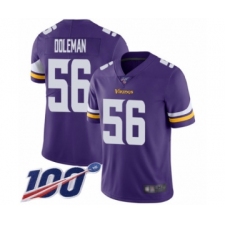 Men's Minnesota Vikings #56 Chris Doleman Purple Team Color Vapor Untouchable Limited Player 100th Season Football Jersey