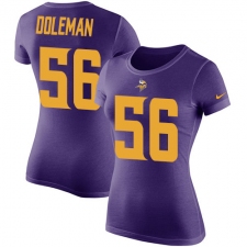 Women's Nike Minnesota Vikings #56 Chris Doleman Purple Rush Pride Name & Number T-Shirt