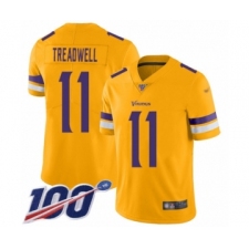 Men's Minnesota Vikings #11 Laquon Treadwell Limited Gold Inverted Legend 100th Season Football Jersey
